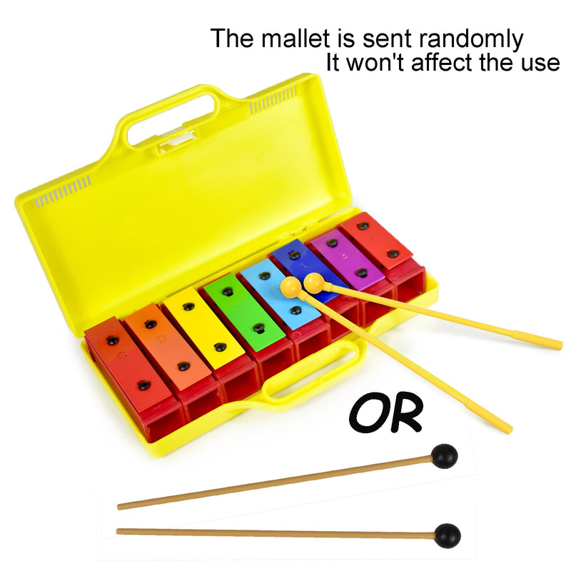ENNBOM 8 Notes Chromatic Xylophone Glockenspiel Resonator Bells with Yellow Case