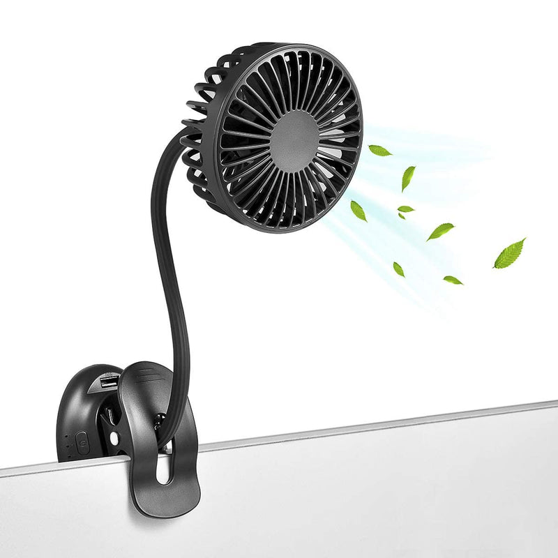 Clip on Fan Usb Fan mini Fan Battery Operated Desk Fan with Emergency Power Bank, USB Clip Fan Rechargeable Personal Fan Flexible Neck 3 Speeds Great for Beach Car Camping Dorm Bed Office