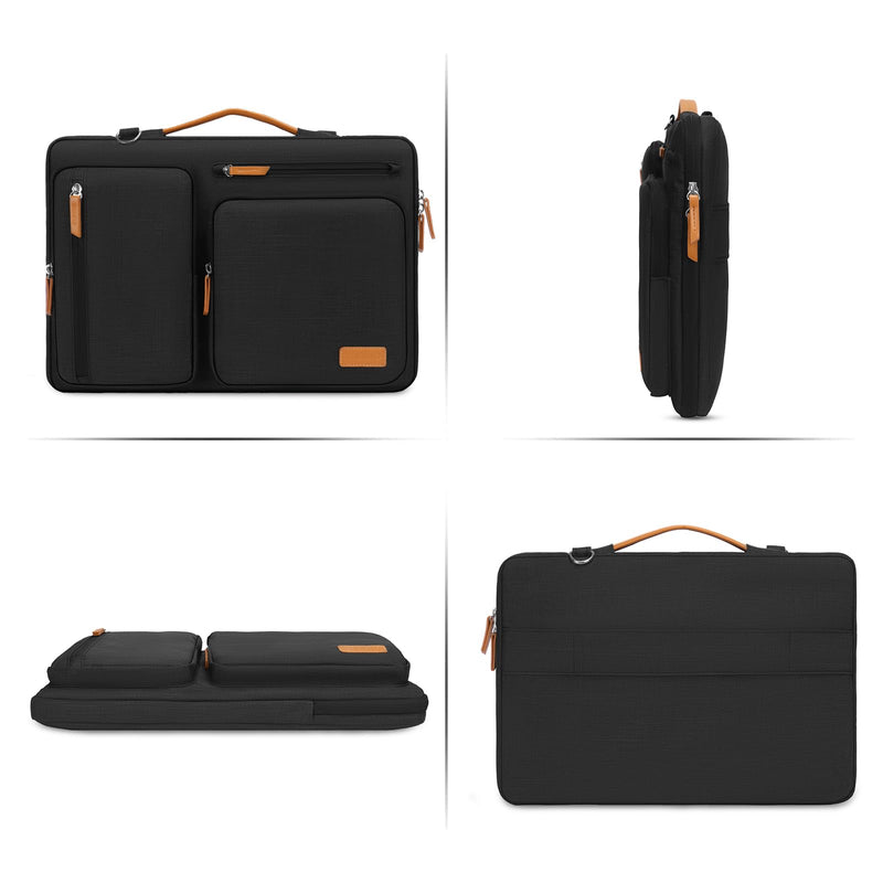 [AUSTRALIA] - MOSISO 360 Protective Laptop Shoulder Bag,15-15.6 inch Computer Bag Compatible with MacBook Pro 16, HP, Dell, Lenovo, Asus Notebook,Side Open Messenger Bag with 4 Zipper Pockets&Handle, Black 16 inch 