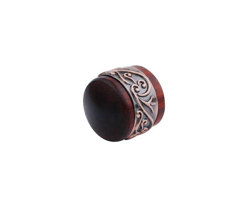 Guyker 3Pcs Red Sandalwood Potentiometer Control Knobs Dia. 6mm (0.24") Shaft Pots - Long Grass Flower Around Dome Speed Tone Volume Knob Guitar Bass - Antique Gold Red -antique gold around
