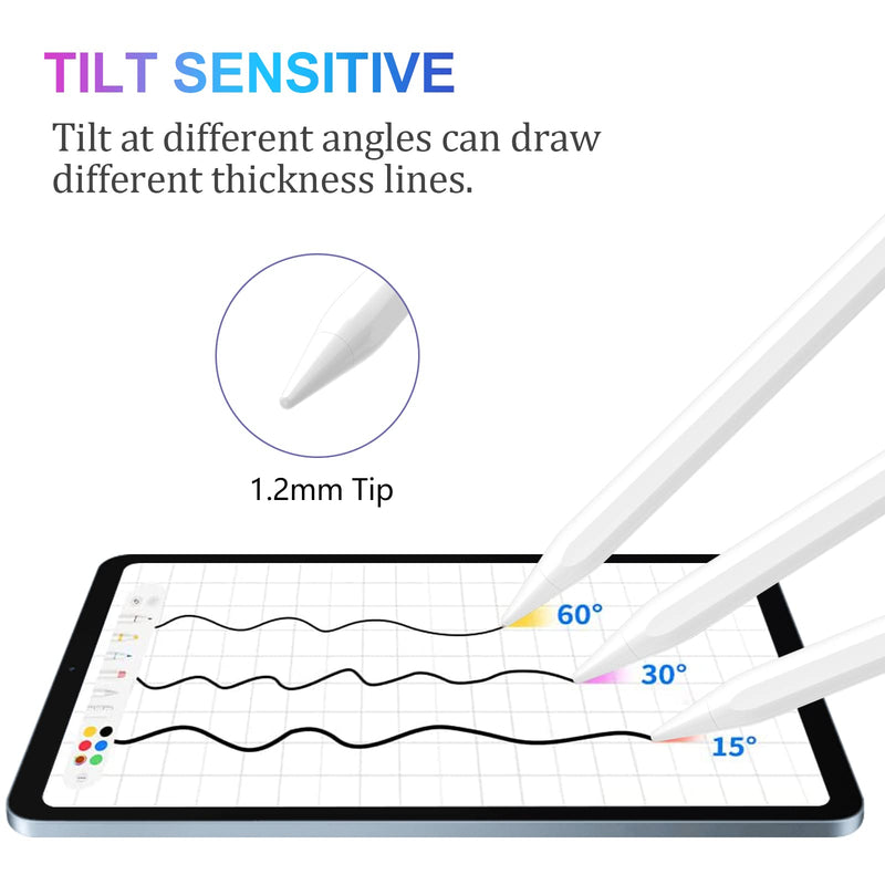 Stylus Pen for iPad, Stylus Pencil for (2018-2022) iPad Pro 11/12.9, iPad 9th/8th/7th/6th Gen, iPad Air 5th/4th/3rd Gen, iPad Mini 6th/5th Gen for iPad Accessories Magnetic Stylus Pen with 4 Pen Heads
