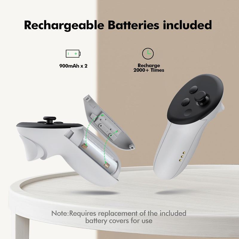 Charging Dock Compatible with Meta Quest 3/3S, Magnetic Fast Charging | Closable 9 RGB Modes, 2 Rechargeable Batteries, With USB-C Cable & Adapter, Compatible with VR Headset Controller Accessories White