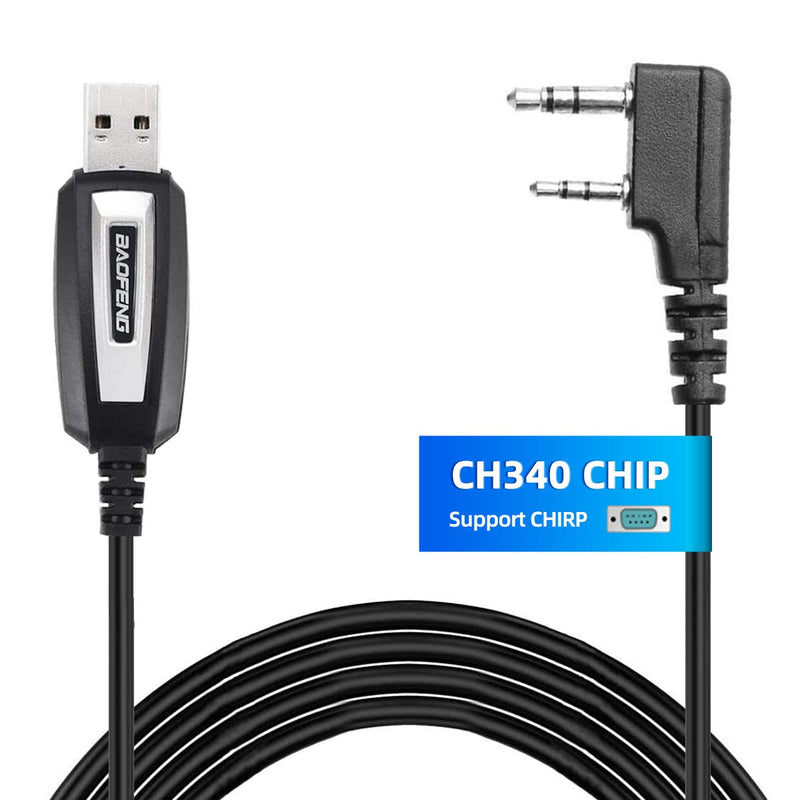 BAOFENG USB Programming Cable CH340 Chip for UV-5R BF-F8HP 5RM UV-21R GMRS UV-5G Plus GM-15PRO GM-5RH GM21 K5PLUS AR-152 UV-17R TIDRADIO TD-H3 8 Quansheng UV-K5 8 Ham Radio Black-CH340