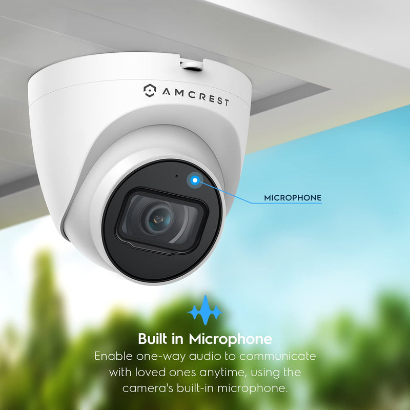 Amcrest 5MP Turret POE Camera, UltraHD Outdoor IP Camera POE with Mic/Audio, 5-Megapixel Security Surveillance Cameras, 98ft NightVision, 103° FOV, MicroSD (256GB), (IP5M-T1179EW-28MM) White