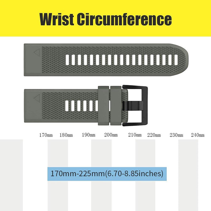 NotoCity Compatible with Forerunner 935 Watch Band Silicone Watch Strap Replacement for Fenix 5/Fenix 5 Plus/Fenix 6/Fenix 6 Pro/Forerunner 935/945/Approach S60/Quatix 5(Black/Slate/Red/Orange/Army) Black/Slate/Red/Orange/Army