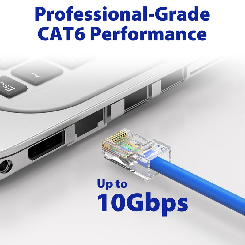 Cyberguys! CAT6 UTP Pass Through RJ45 Connectors – 200-Pack | Gold-Plated 50μ 8P8C Modular Plugs, Supports 24–25AWG Ethernet Cables, 10Gbps High-Speed Network Ends, Easy Install 200 Pack