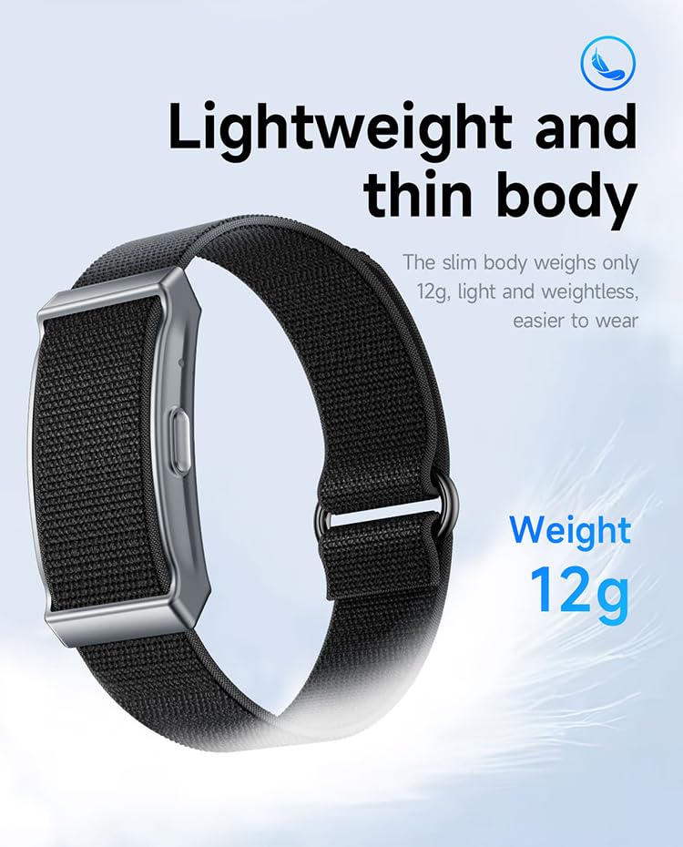Screenless Health Fitness Tracker for Men Women Activity Watch 24/7 Heart Rate Blood Pressure Sleep HRV Monitor Step Counter Smart Bracelet No Screen Long Battery Life Black