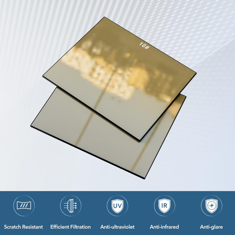 [AUSTRALIA] - TRQWH 5pcs Welding Glass Lens Shade 10 Gold Hardened Glass Lens 4.5" x 5.25" Welding Hood Darkening Filter Gold-shade 10 
