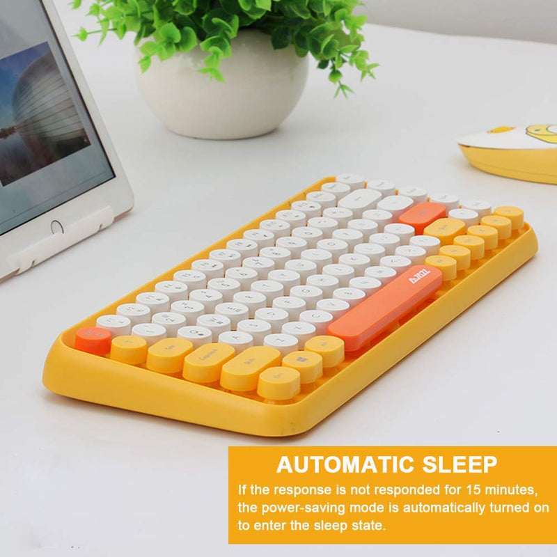 FELiCON Wireless Bluetooth Keyboard Mini Portable 84-Key Keyboard Compatible with Android, Windows, PC, Tablet-Dark, Perfer for Home and Office Keyboards Yellow