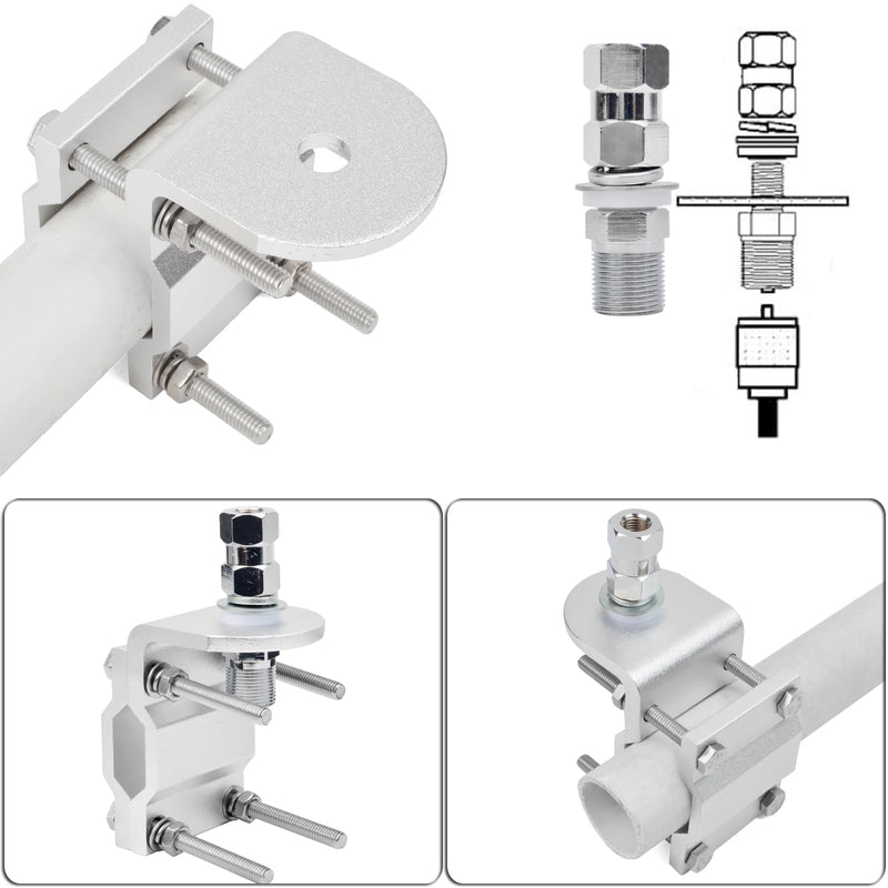 [AUSTRALIA] - HYS Heavy Duty Groove CB Radio Antenna Mount W/ SO239 Stud, Double Aluminum Single Groove Roll Bar/Mirror Mounting Bracket 