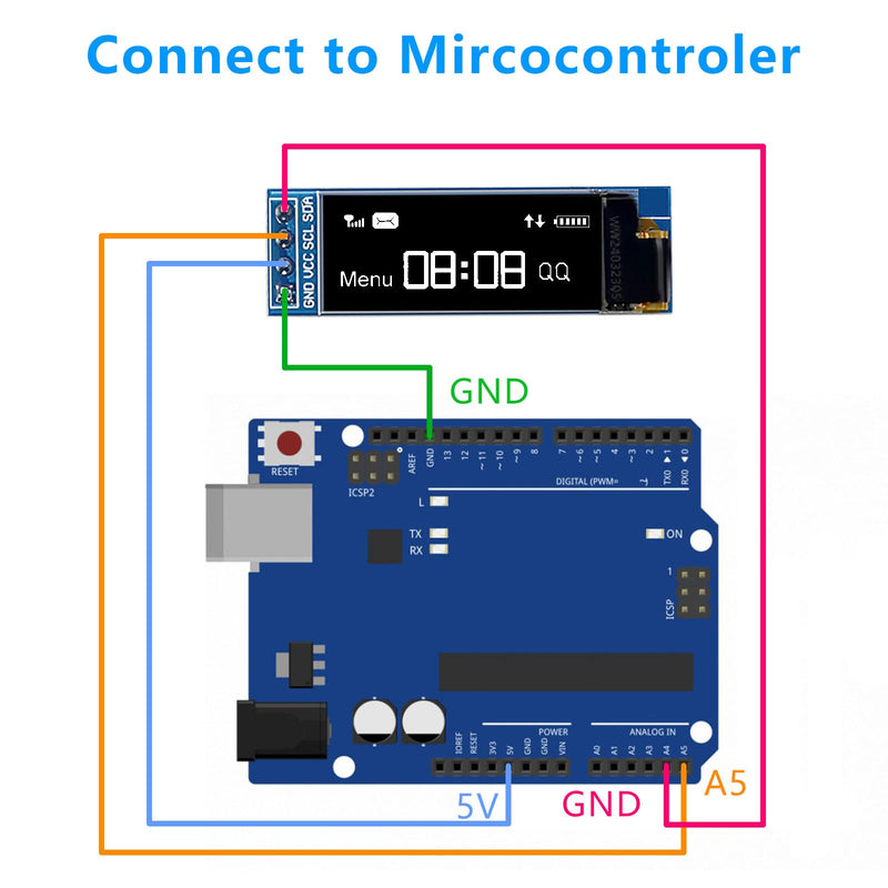 APKLVSR 3pcs 0.91 Inch I2C Display Module, IIC I2C Display OLED Display Module 128 x 32 3.3 V/5 V for Arduino and Other Microcontrollers (White)