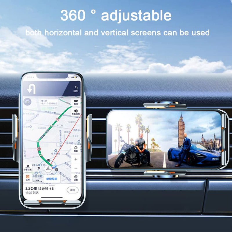 Wireless Car Charger Mobile Phone Holder Punk Cell Phone Mount Fast Auto Clamping Automatic Bracket Universal Dashboard/Windshield/Window for 5.74in-6.49in Phones (Grey) Grey
