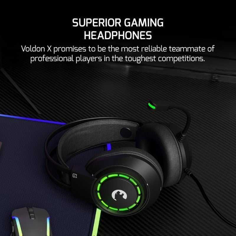 GAMEPOWER Voldon X 3.5mm Jack Gaming Headset - Wired Headphones with 50MM Drivers, Comfort Design, Noise Cancelling Mic, PS4, PS5, for Xbox, Black VOLDONX