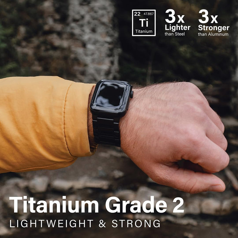 KORDIZ Titanium Watch Band T01 (Max) - Fits Apple Watch series 11 10 9 8 7 6 & SE3 SE2 SE (46mm 45mm 44mm) - Adjustable Titanium Apple Watch Band with Secure Clasp - Premium Color Matching Band with Comfortable grip - Replacement Wristbands for iWatch