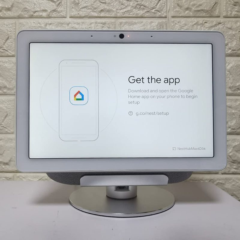 [AUSTRALIA] - Adjustable Aluminum Swivel Stand for Google Nest Hub Max - 360° Horizontal Rotation, ±30° Tilt, Non-Slip Silicone Pads, Easy Installation, Universal Compatibility, Durable & chassis Metal Design silver 