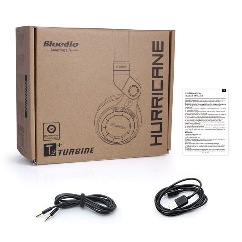 Bluedio T2 Plus Turbine Wireless Bluetooth Headphones with Mic/Micro SD Card Slot/FM Radio (White) White 186x85x200mm closed-back