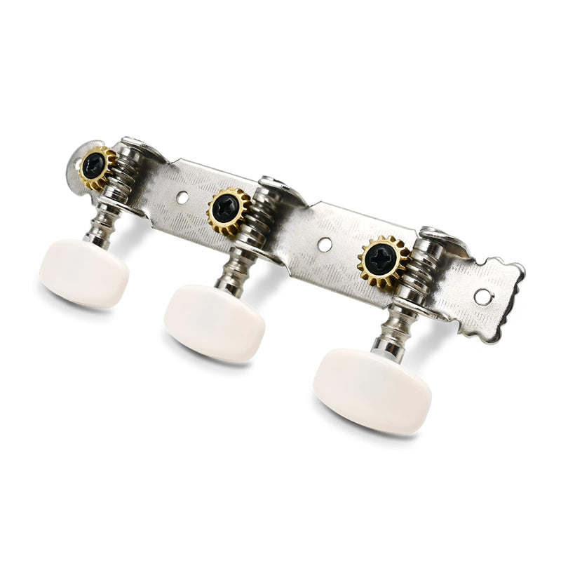 3R3L Tuning Pegs Keys 3 Guitar Tuning Machine Heads in a line, Double Hole Tuners Set with 6 Strings for Acoustic Classical Guitar, Chrome Plated