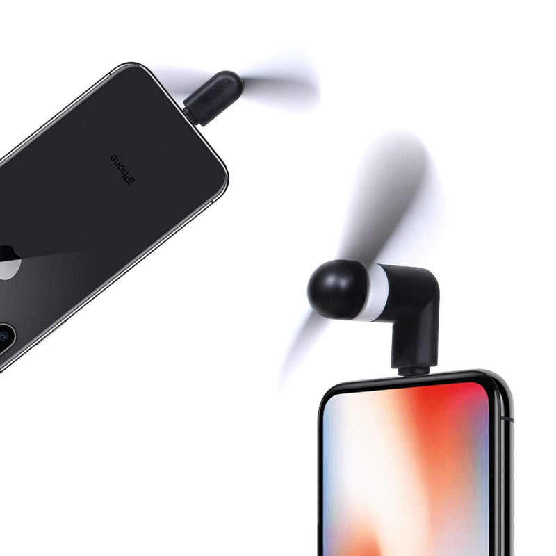 Cellet Mini Portable USB Fan Compatible with Apple iPhone 12 Pro Max mini 11 Max XS Max Xr X 8 7 6 5 and All Other Lighting Port - Black