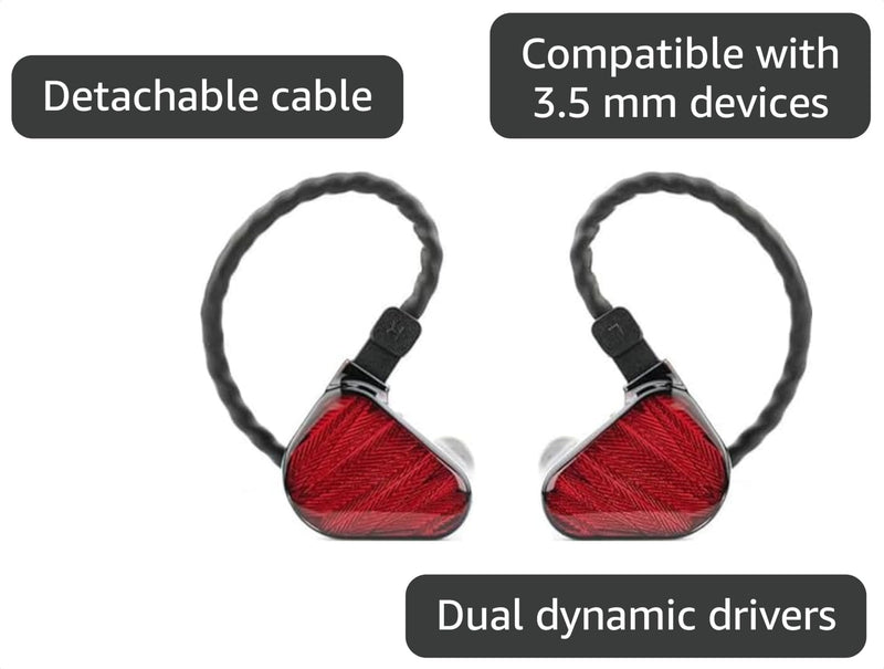 TRUTHEAR x Crinacle Zero: RED Dual Dynamic Drivers in-Ear Headphone Gaming Earbuds HiFi Wired Earbuds