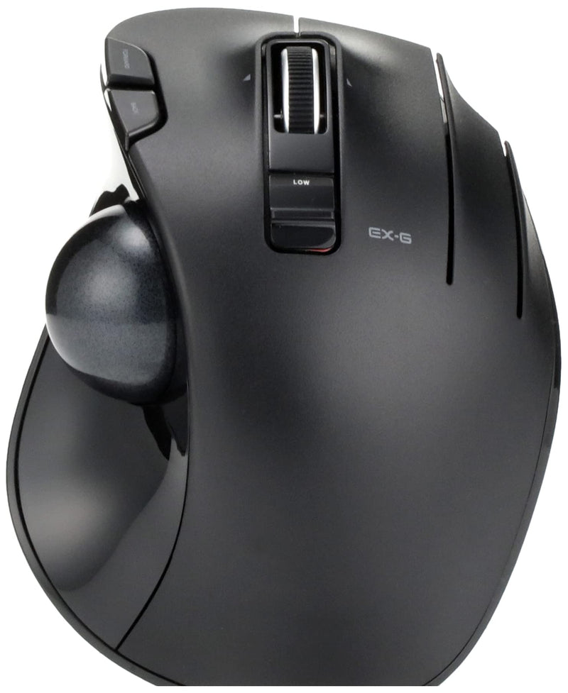 ELECOM EX-G Trackball Mouse, 2.4GHz Wireless, Thumb Control, Sculpted Ergonomic Design, 6-Button Function with Smooth Tracking, Ergonomic Design, Optical Gaming Sensor, Windows11, macOS (M-XT3DRBK)