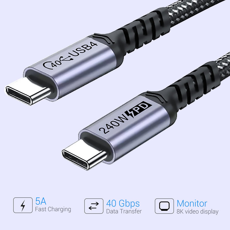 1.5FT USB 4 Cable 2 Packs 40Gbps USB 4 Cable with 240W Fast Charging and 8K Video Display Compatible with Thunderbolt 4, Thunderbolt 3, MacBook, iPhone 16/16 Plus/16 Pro Max 1.5ft, 1.5ft 240W / 40Gbps / 8k