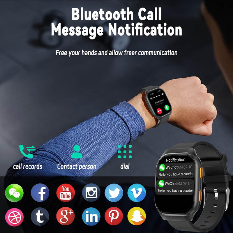 Smart Watches for Men,Fitness Tracker Smartwatch for Android Phones/iPhone Compatible,1.96" AMOLED Womens Men Watch with Blood Pressure Monitor,Female Cycle(2 Watch Bands) (A-Black) A-BLACK