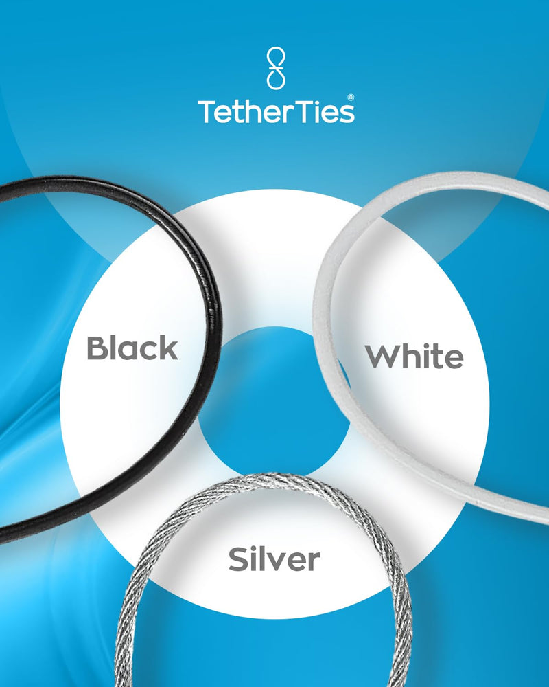 Multi-Adapter Cable Tethers Kit - Nylon Coated Stainless Steel Wire Tether Cable - Easy Installation - Secure Remote Control Tethers, Adapters, Dongles & More - Free Crimping Tool Silver 5 Pack Multi-Adapter TetherTies