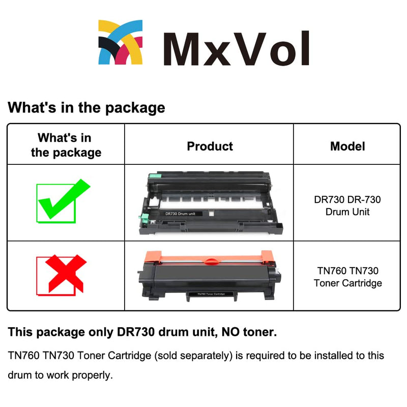 MxVol Compatible Drum Unit Replacement for Brother DR730 DR-730 DR 730 Up to 12,000 Pages use for HL-L2350DW DCP-L2550DW MFC-L2710DW MFC-L2750DW HL-L2395DW Printer (NO Toner)