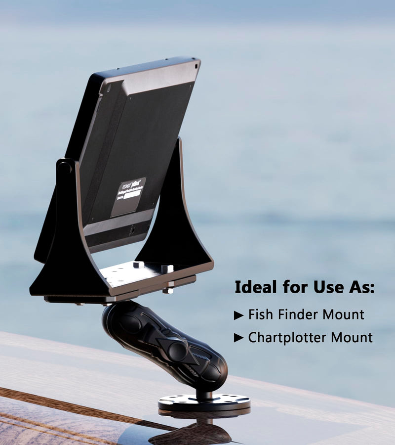 VAZESWIN 1" Ball Aluminum Alloy Fish Finder Mount with 3.5" Medium Arm | Universal AMPS Rectangular Plate, Round Base, Marine Electronic Mount Compatible with Garmin, Lowrance, Humminbird, Raymarine