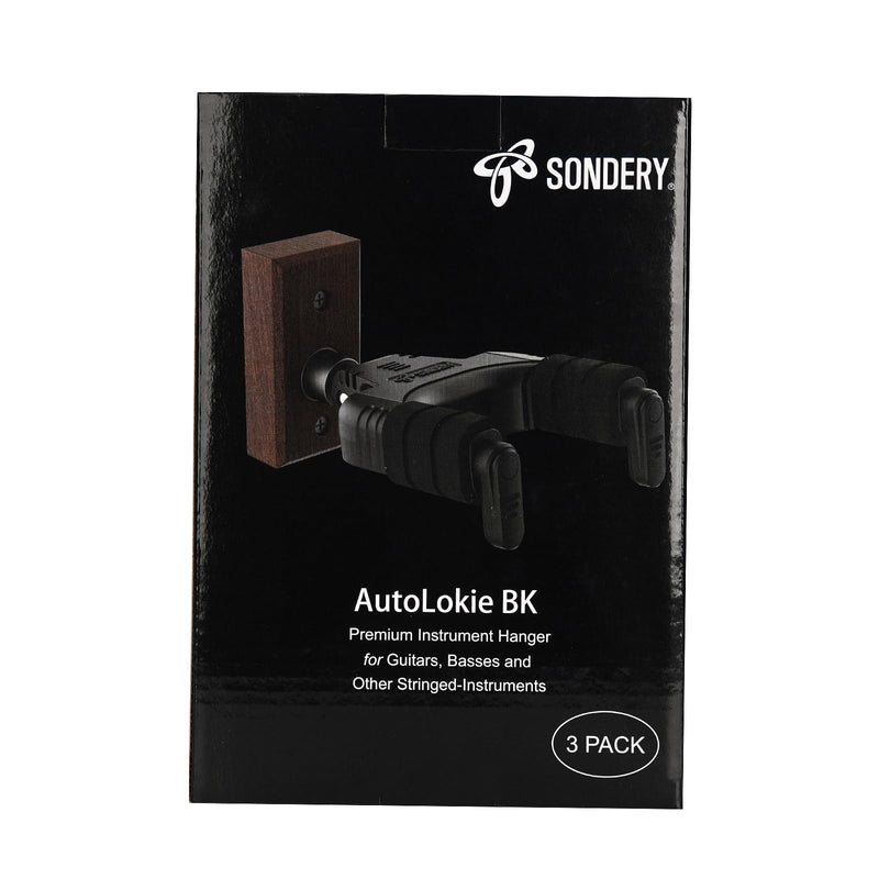 Sondery Guitar Wall Mount Hanger, Auto Lock and Adjustable Hook Holder for Acoustic and Electric Guitar, Ukulele, Bass, Banjo and Mandolin, Safely Cradles Nitro-Finished and High-End Guitars 3 Pack