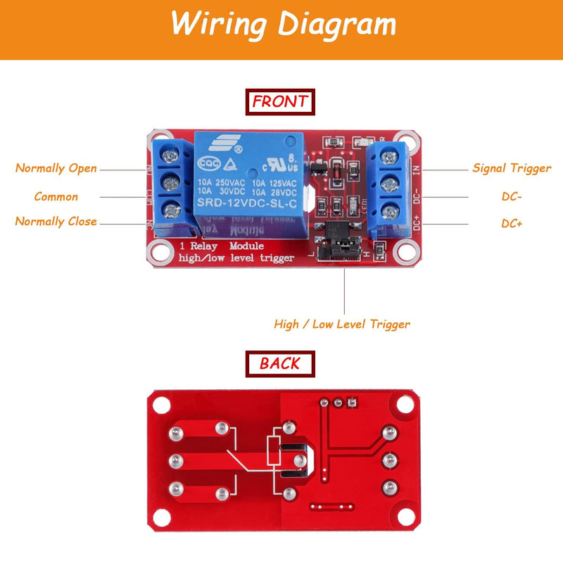 GTIWUNG One Channel Relay Module 12 V, 1 Channel Relay Board with Optocoupler Isolation, High Level Trigger Relay Module, Low Level Trigger Expansion Board, Relay Switch Module for Arduino Pack of 10 1 channel 12 V, red