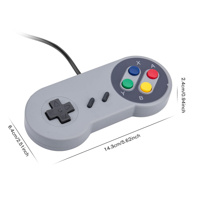 Rii Game Controller, SNES Retro USB Controller, Classic Gamepad Joystick, PC Super Classic Joypad Gamestick for PC, Raspberry Pi, Windows MAC Liunx, Android GP100 (Grey, 2 Pack)
