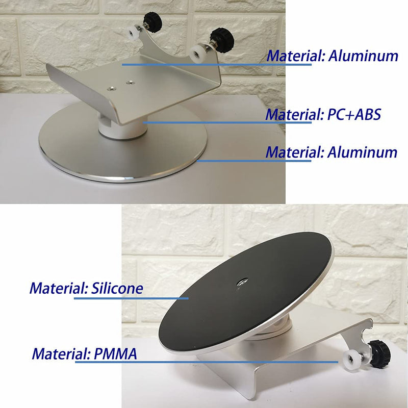[AUSTRALIA] - Adjustable Aluminum Swivel Stand for Google Nest Hub Max - 360° Horizontal Rotation, ±30° Tilt, Non-Slip Silicone Pads, Easy Installation, Universal Compatibility, Durable & chassis Metal Design silver 