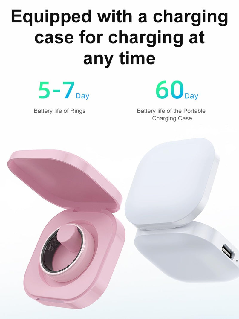 Yihou Smart Rings for Women Ladies Heart Rate Monitor Sleep Tracker Stress Monitor Fitness Rings Pedometer Step Counter Gesture Control Intelligent Health Couple Ring Pink, Size 7