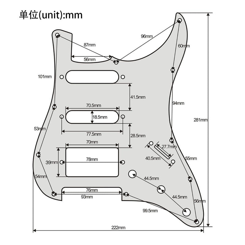 FLEOR 11 Holes HSS Pickguard ST Style Guitar Pickguard Pick Guard Scratchplate with Screws,4Ply Black Pearl 4Ply Black Pearl