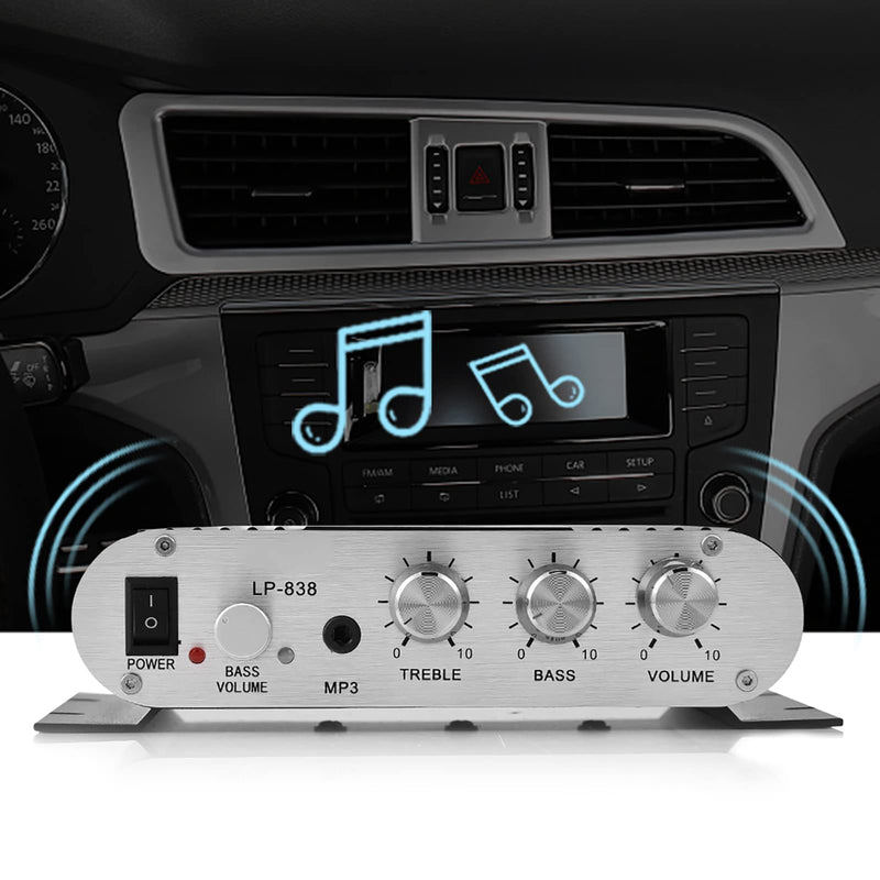 Stereo Audio Amplifier Receiver, 15Wx2 Output Stereo Bass Home Amplifiers, with 3.5mm and Port, Digital Amp for Car, MP3, MP4, CD Players (Black) Black