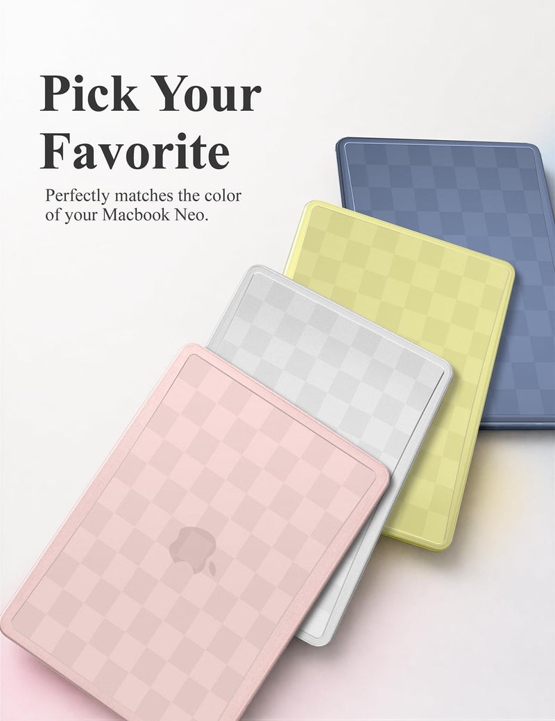 iCasso for MacBook Neo 13 Inch Case 2026 A3404 Citrus Yellow | MacBook Neo 13 Inch Subtle Checkerboard Case, A18 Pro Chip, Keyboard Cover Screen Film