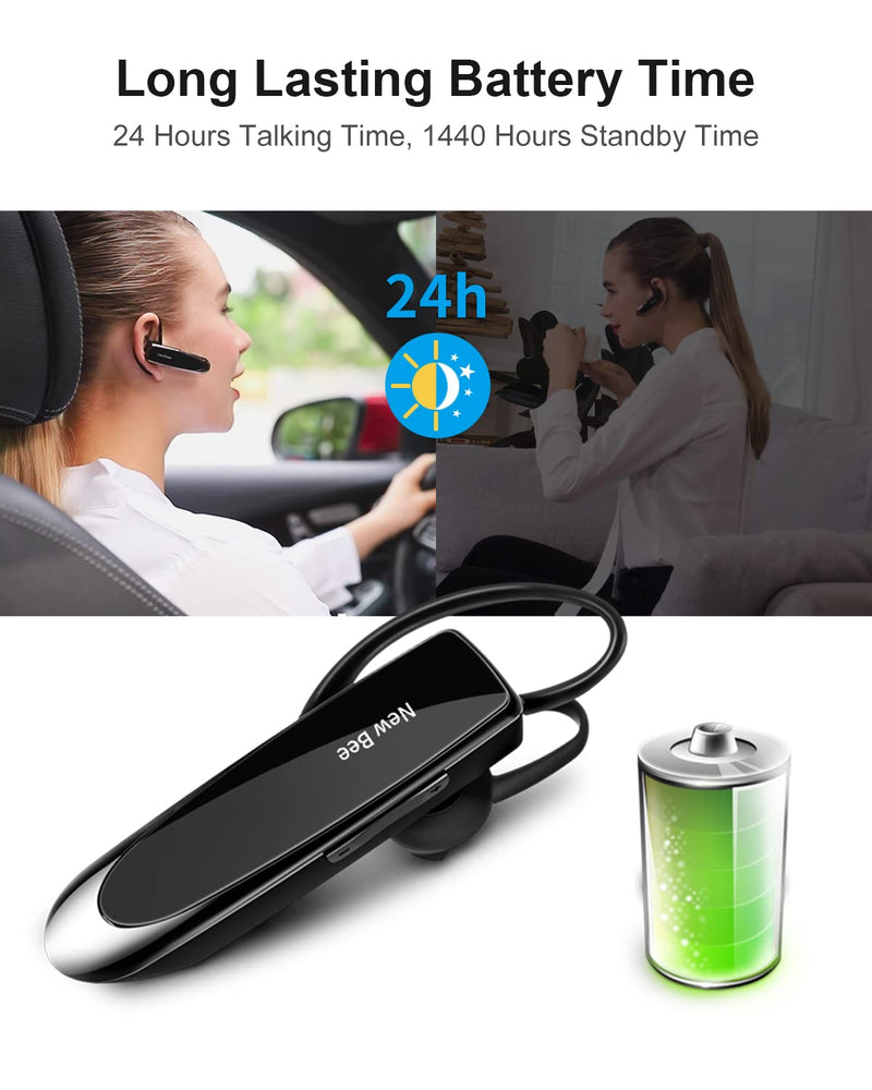 [AUSTRALIA] - [2 Pack] Bluetooth Earpiece Wireless Handsfree Headset V5.0 24 Hrs Driving with Mic 60 Days Standby Bluetooth Headset for iPhone Android Samsung Driver Black 