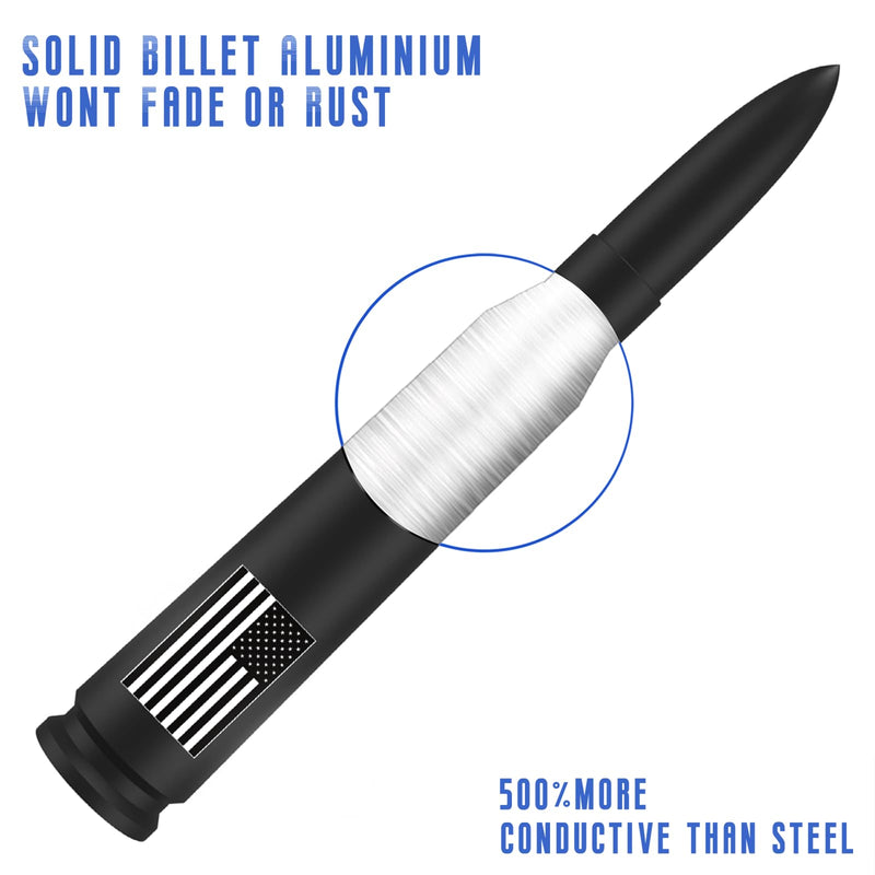 Car Truck Bullet Antenna with Valve Stem Caps - Mast for GM Chevy Silverado 1500 2500 3500 HD Avalanche Ford F150 F250 F350 Denali Heavy Duty Pickup Car Accessories(Black) - Anti Theft Desgin 5.5 inch Anti Theft Black Style