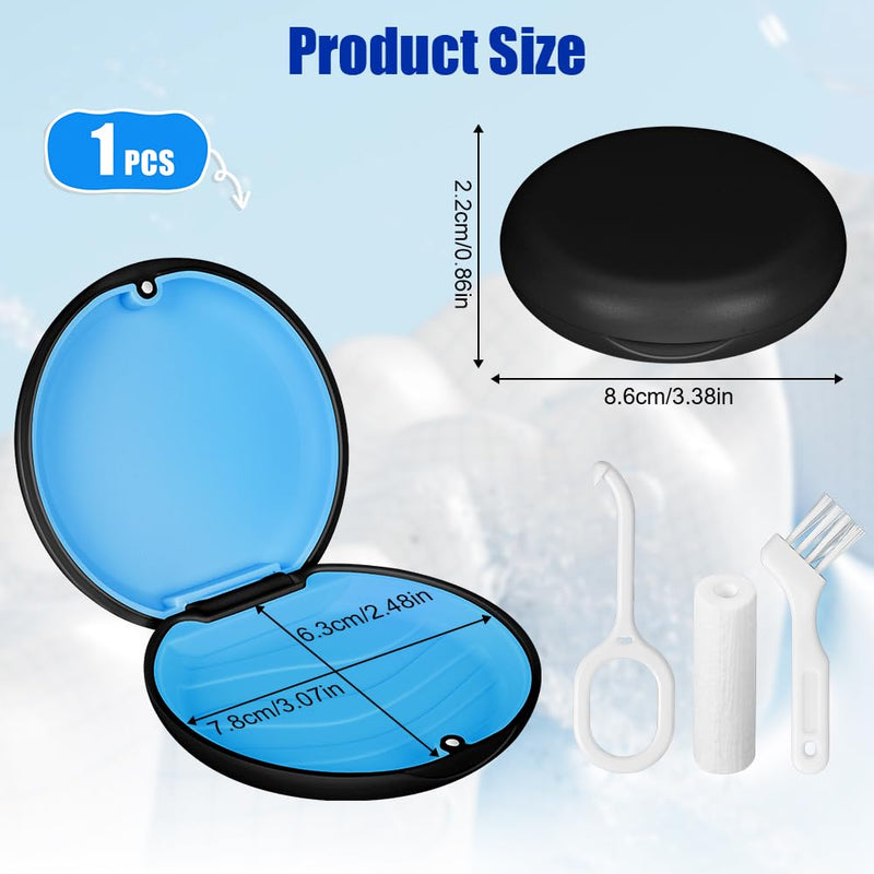 Flintronic Braces Box, 1 Piece Clip Box with Removal Tools Aligner Chewies and Brush, Tin Tooth Splint, Crunch Splint Bit Box for Travel and Daily Use 1 pc. #1 Black
