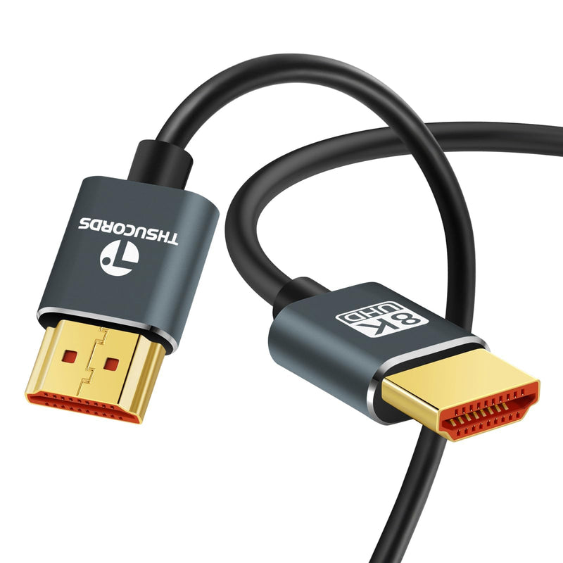 Thsucords Ultra Thin 8K 4K HDMI Cables 3.3FT 10 Pack, Slim & Flexible Soft High Speed HDMI 2.1 Lead Support 4K@120Hz 8K@60Hz 48Gbps for Roku TV/HDTV/PS5/Blu-ray 10-PACK