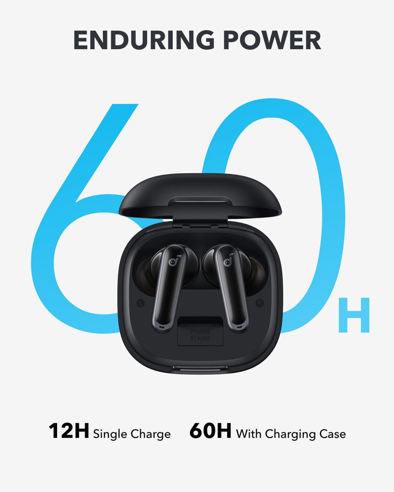 Soundcore P40i by Anker Noise Cancelling Earbuds with Adaptive ANC | Heavy Bass, 60H Playtime, 2-in-1 Case and Phone Stand, IPX5, Wireless Charging, Bluetooth 5.3 Midnight Black