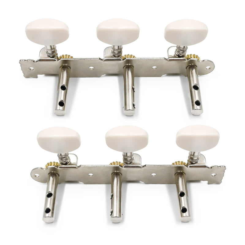 3R3L Tuning Pegs Keys 3 Guitar Tuning Machine Heads in a line, Double Hole Tuners Set with 6 Strings for Acoustic Classical Guitar, Chrome Plated