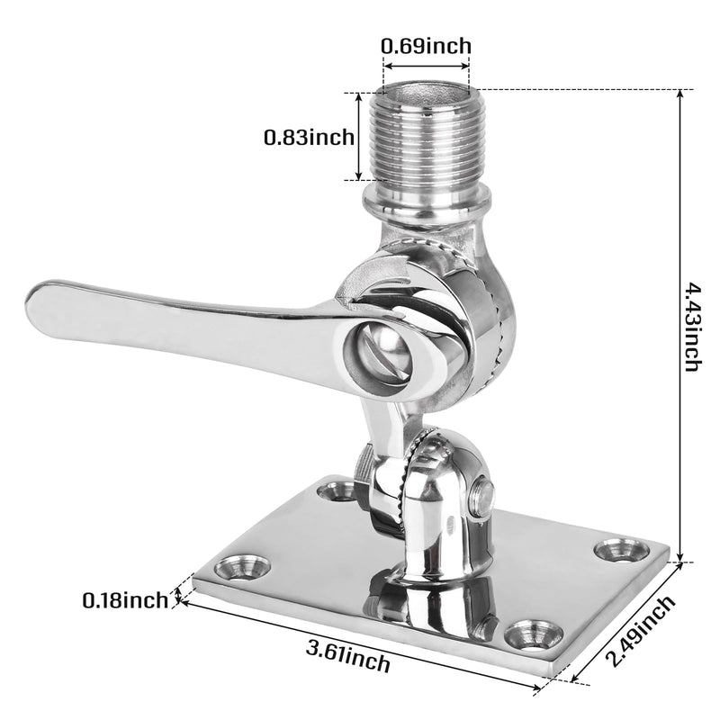 [AUSTRALIA] - NovelBee Marine VHF Antenna Mount,316 Stainless Steel Antenna Adjustable Base Bracket Holder for Boats 