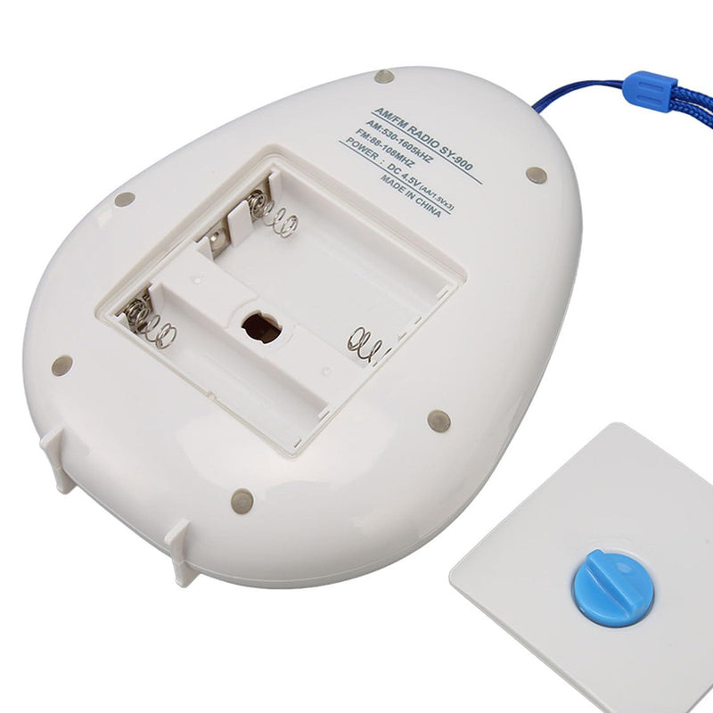 Shower Radio Speaker Battery Operated Shower Radio, ABS Waterproof Bathroom AM FM Radio Built in Mic with Suction Cup, for Home Beach Camping Hiking