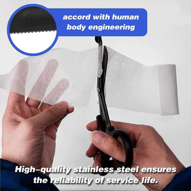 COYUN Pack of 2 Medical Bandage Scissors, Bandage Scissors, Rescue Scissors, Emt and Trauma Scissors, Stainless Steel Bandage Scissors for Nurses, Medical Students, Emergency Room, Black + Blue