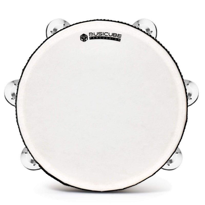 [AUSTRALIA] - MUSICUBE 10-Inch Headed Tambourine for Adults Kids Single Row Wooden Headed Tambourine with Stainless Iron Jingles Educational Hand-Held Percussion Instrument Toys for Home School Party Supplies 10"tambourines 