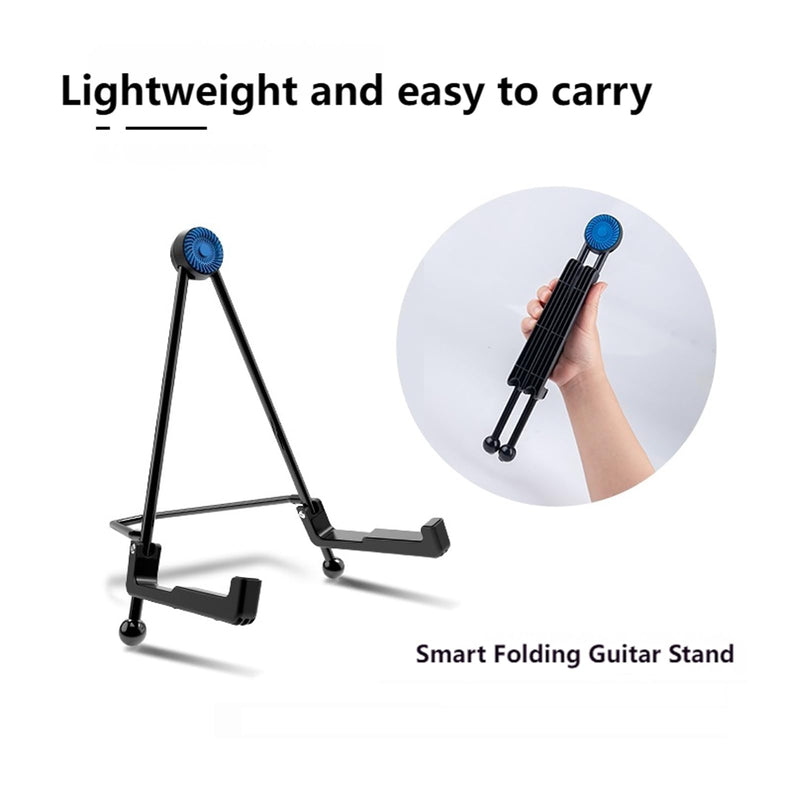 nalu Upgraded Foldable Guitar Stand, A-Frame Metal Folding Holder – Portable & Durable Floor Tripod for Acoustic/Electric Guitar, Bass, Banjour (Large) Large