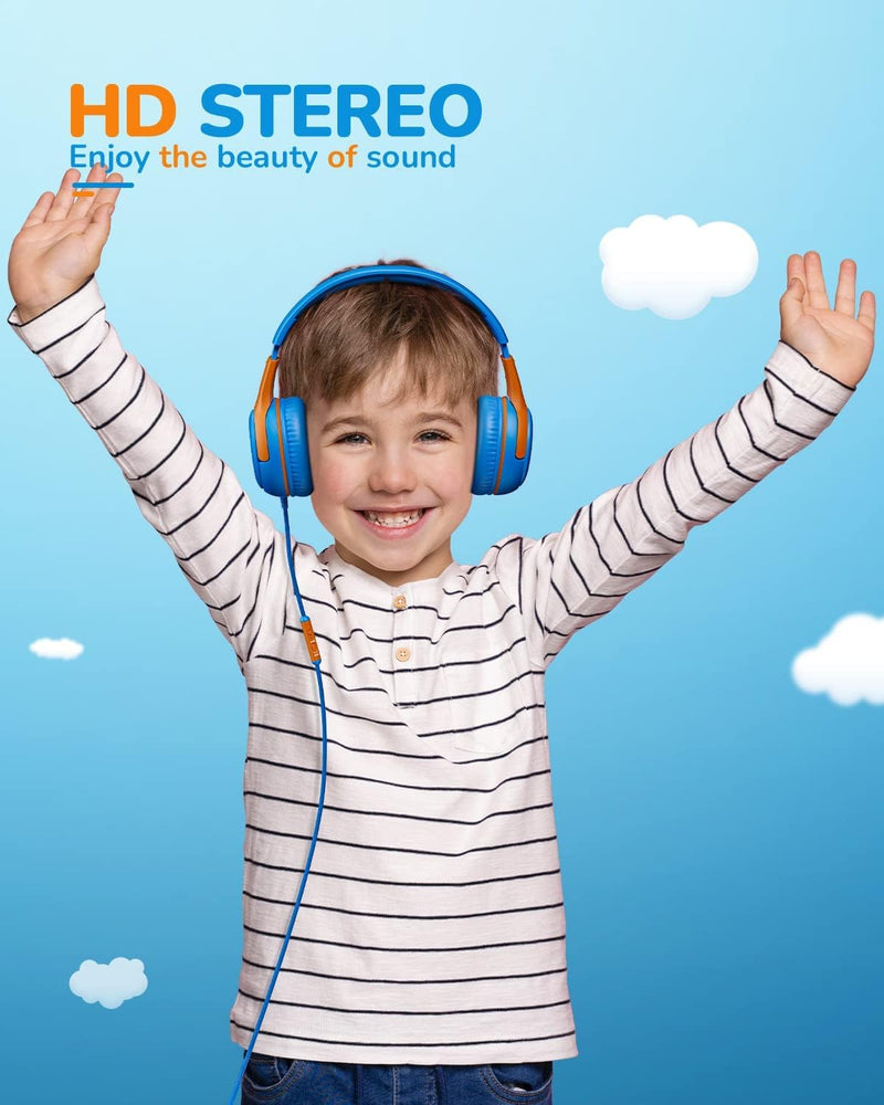 awatrue AT2 3PCS Kids Headphones for School Travel, 85/94dB Safe Volume | 3.5mm Jack, HD Mic, Portable Wired Headphone with Shareport, Stereo Sound On-Ear Headphones for Toddler Kids Girls Boys 3 Pack