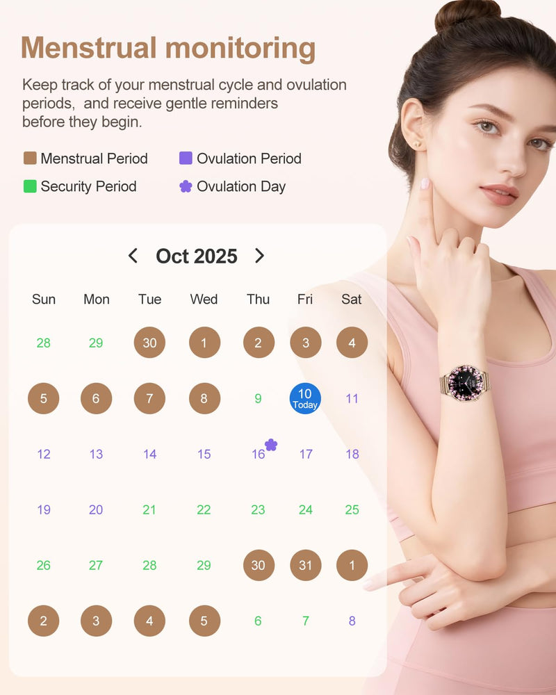Smart Watch for Women with Bluetooth Calling, 1.27" AMOLED Touchscreen, IP68 Waterproof Fitness Tracker with Heart Rate & Sleep Monitor, 100+ Sports Modes for Android & iPhone